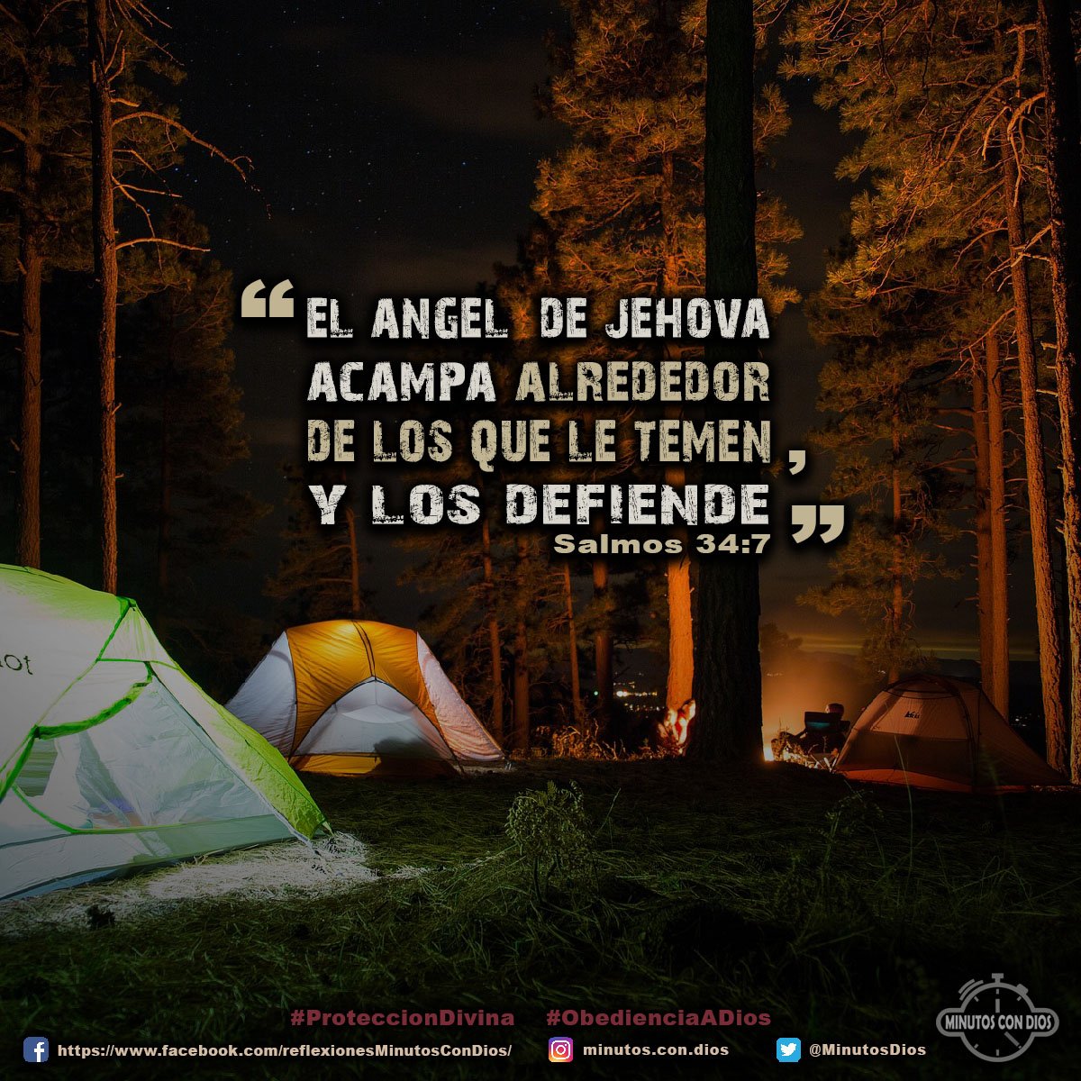 El ángel de Jehová acampa alrededor de los que le temen, y los defiende. Salmos 34:7 RVR1960 #ProteccionDivina, #ObedienciaADios, #MinutosConDios, #ReflexionesDiarias