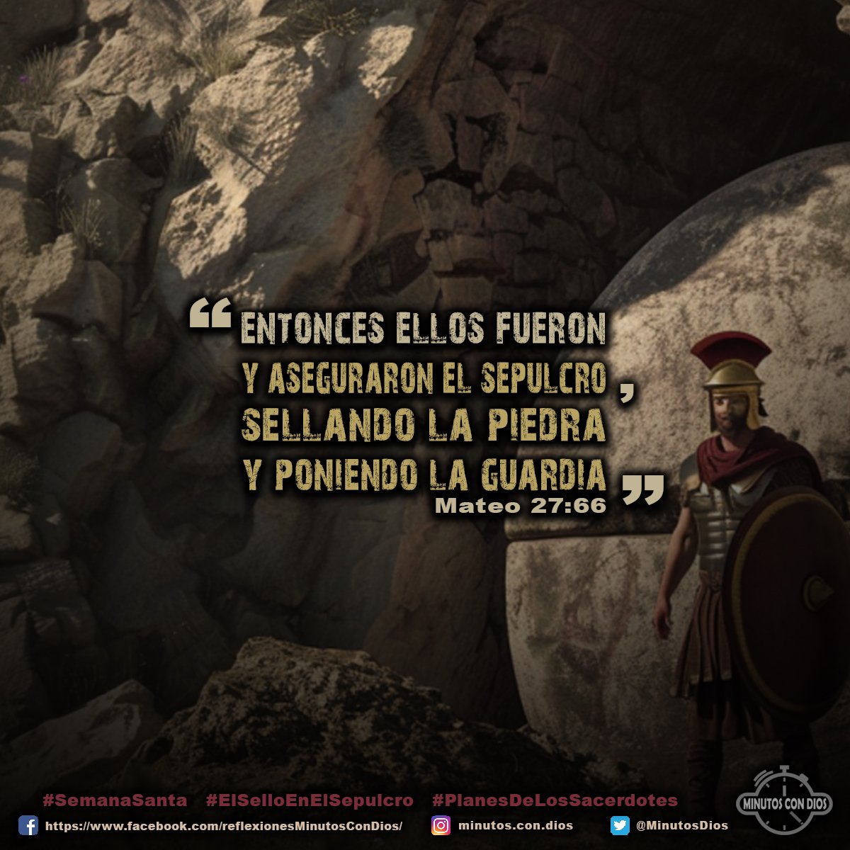 Entonces ellos fueron y aseguraron el sepulcro, sellando la piedra y poniendo la guardia. Mateo 27:66 RVR1960 #SemanaSanta, #ElSelloEnElSepulcro, #PlanesDeLosSacerdotes, #MinutosConDios, #ReflexionesDiarias