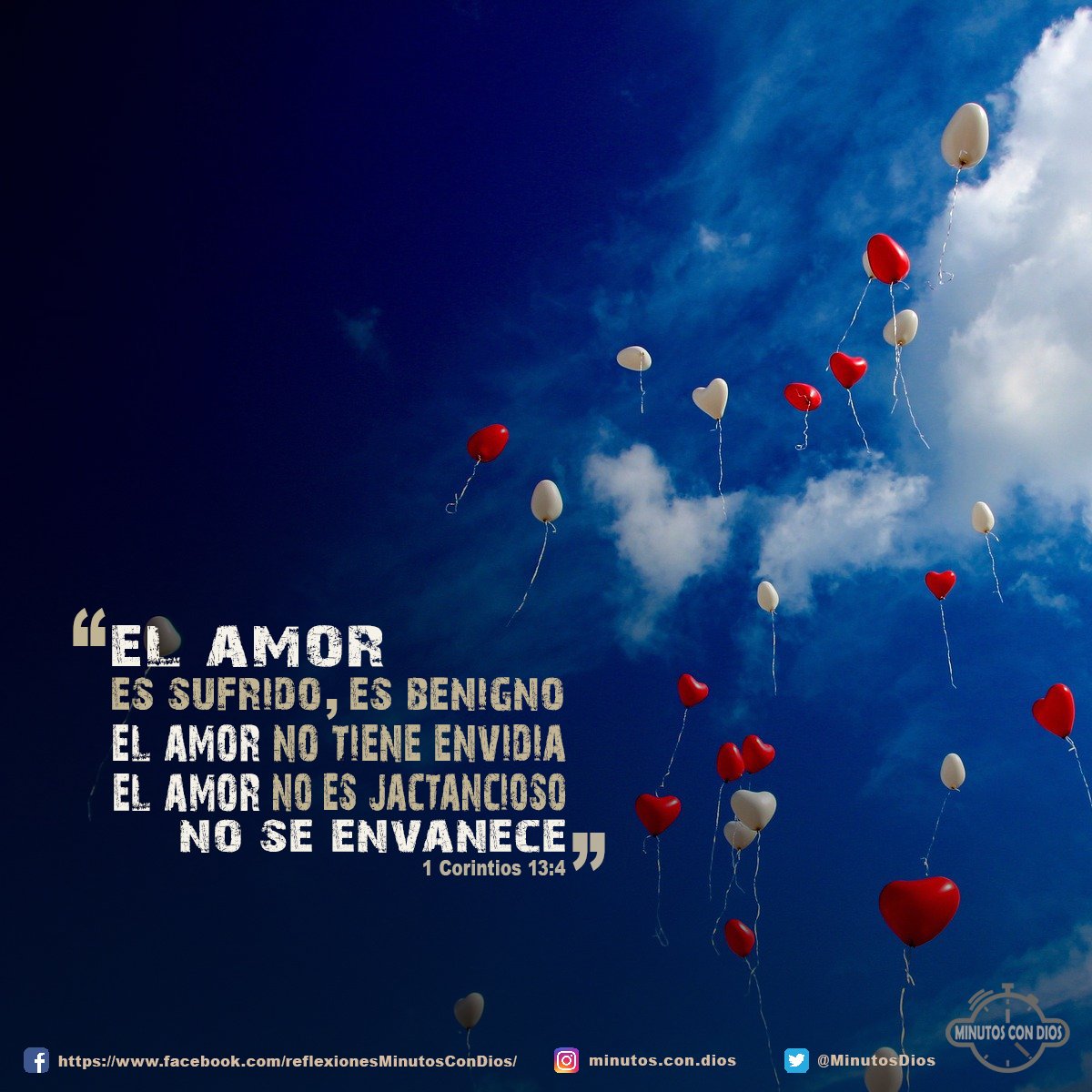 El amor es sufrido, es benigno; el amor no tiene envidia, el amor no es jactancioso, no se envanece. 1 Corintios 13:4 RVR1960 #DiosEsAmor, #AmorCristiano, #CaracteristicasDelAmor, #MinutosConDios, #ReflexionesDiarias