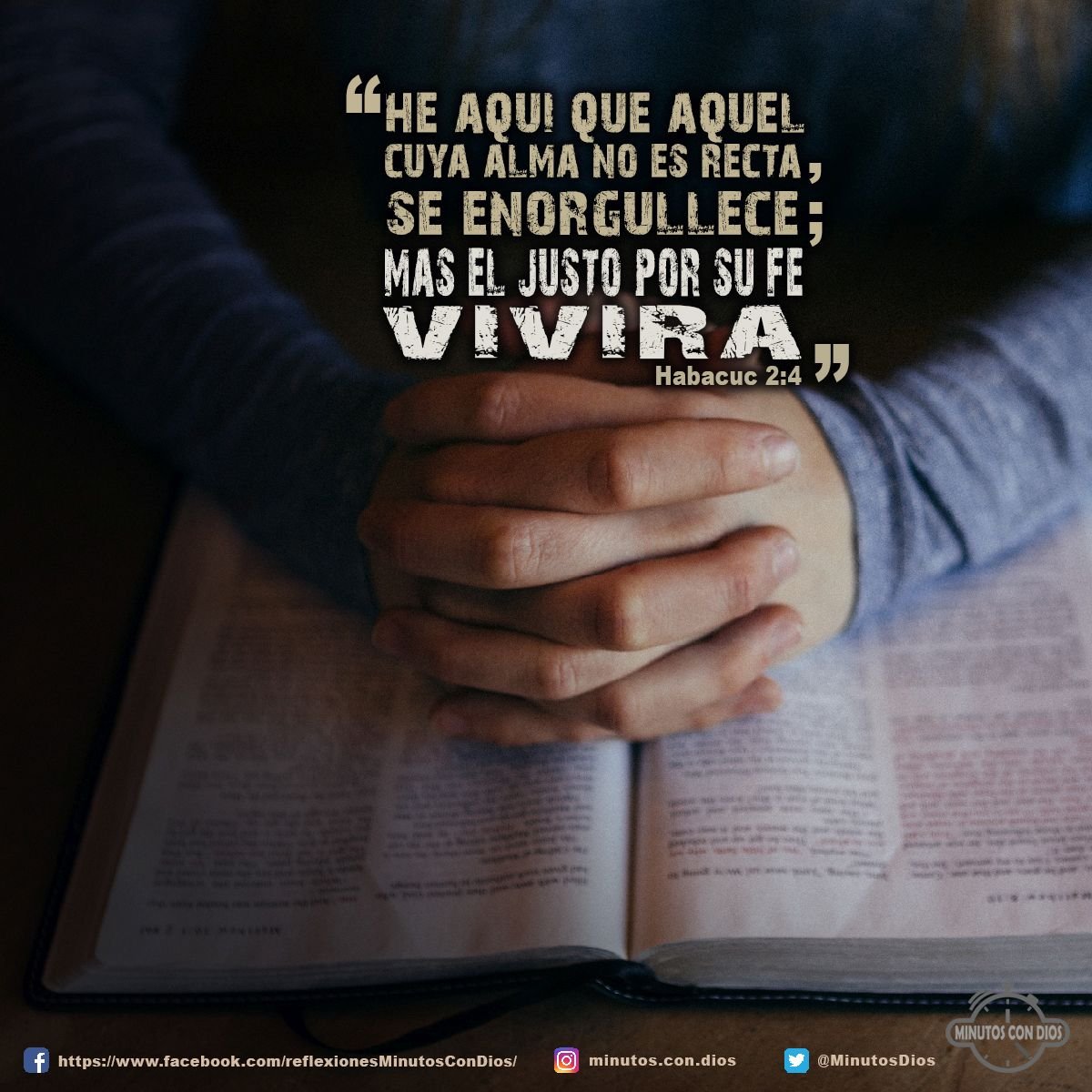 He aquí que aquel cuya alma no es recta, se enorgullece; mas el justo por su fe vivirá. Habacuc 2:4 RVR1960 #ElJustoPorLaFeVivira, #JustificadosPorCristo, #MinutosConDios, #ReflexionesDiarias