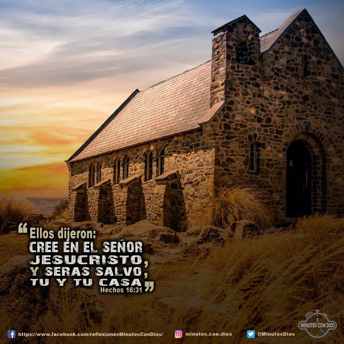 Ellos dijeron: Cree en el Señor Jesucristo, y serás salvo, tú y tu casa. Hechos 16:31 RVR1960 #CreeEnElSeñorJesucristo, #SeranSalvosTuYTuCasa, #MinutosConDios, #ReflexionesDiarias