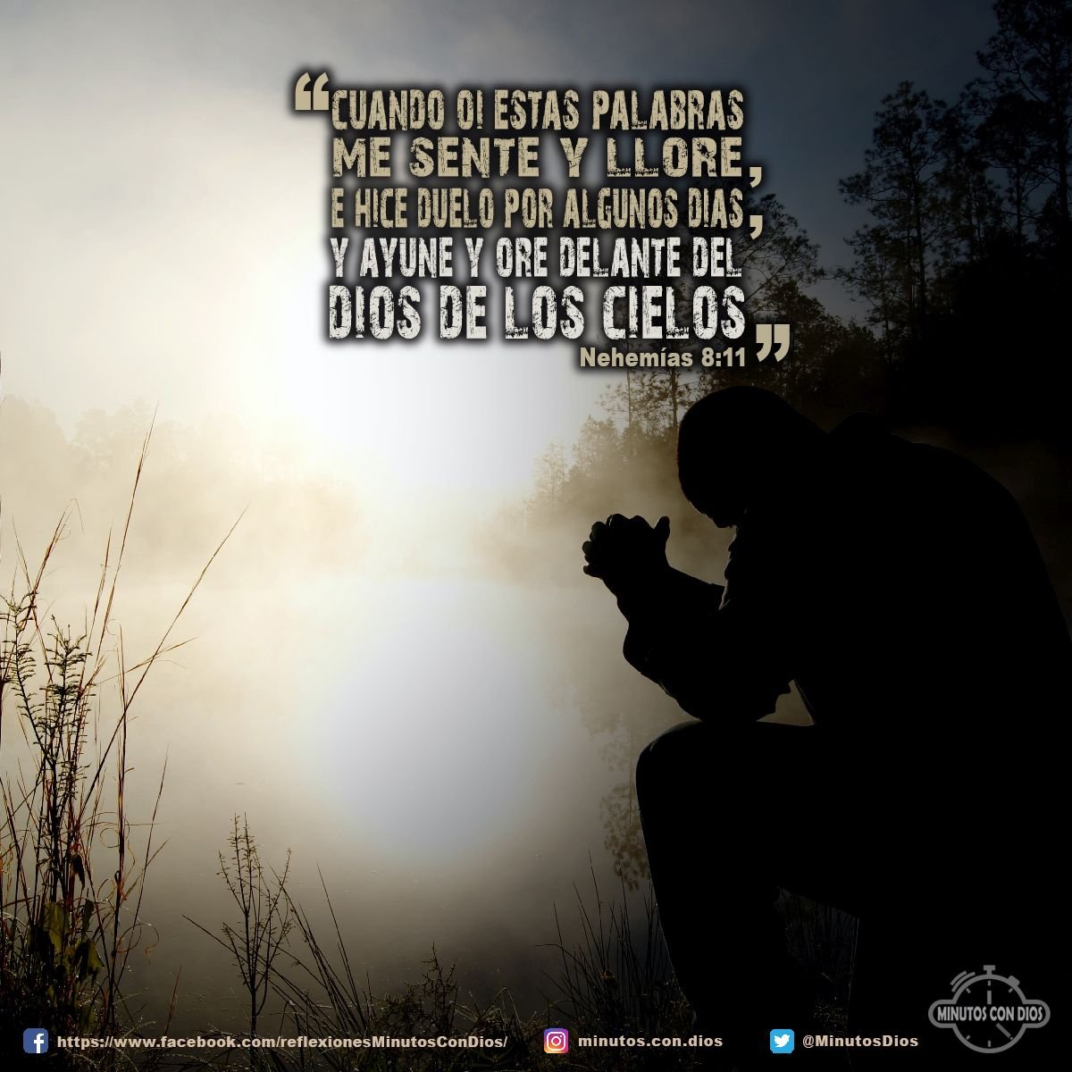Cuando oí estas palabras me senté y lloré, e hice duelo por algunos días, y ayuné y oré delante del Dios de los cielos. Nehemías 1:4 RVR1960 #OrandoPorNuestraNacion, #AyunoYOracion, #MinutosConDios, #ReflexionesDiarias