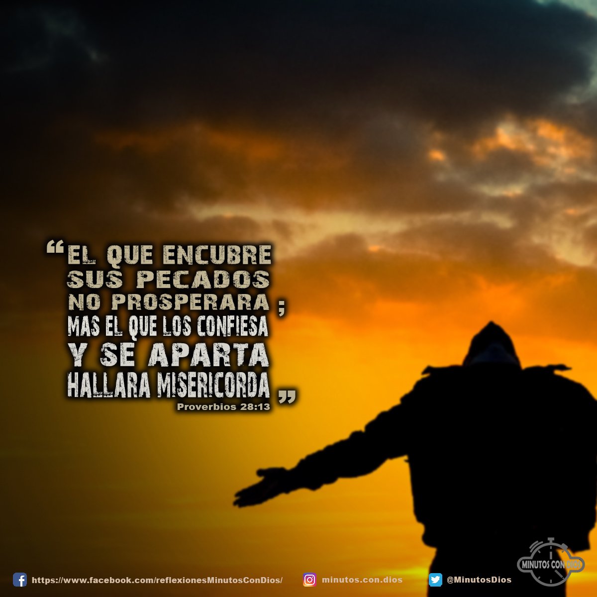 El que encubre sus pecados no prosperará; Mas el que los confiesa y se aparta alcanzará misericordia. Proverbios 28:13 RVR1960 #ConfesandoLosPecados, #MisericordiaDeDios, #MinutosConDios, #ReflexionesDiarias
