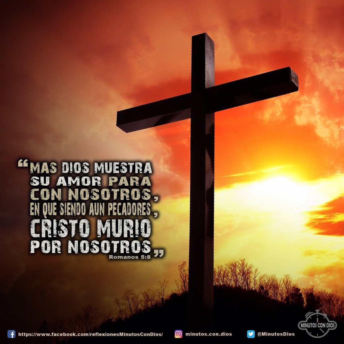 Mas Dios muestra su amor para con nosotros, en que siendo aún pecadores, Cristo murió por nosotros. Romanos 5:8 RVR1960 #CristoMurioPorNosotros, #DiosMuestraSuAmor, #MinutosConDios, #ReflexionesDiarias