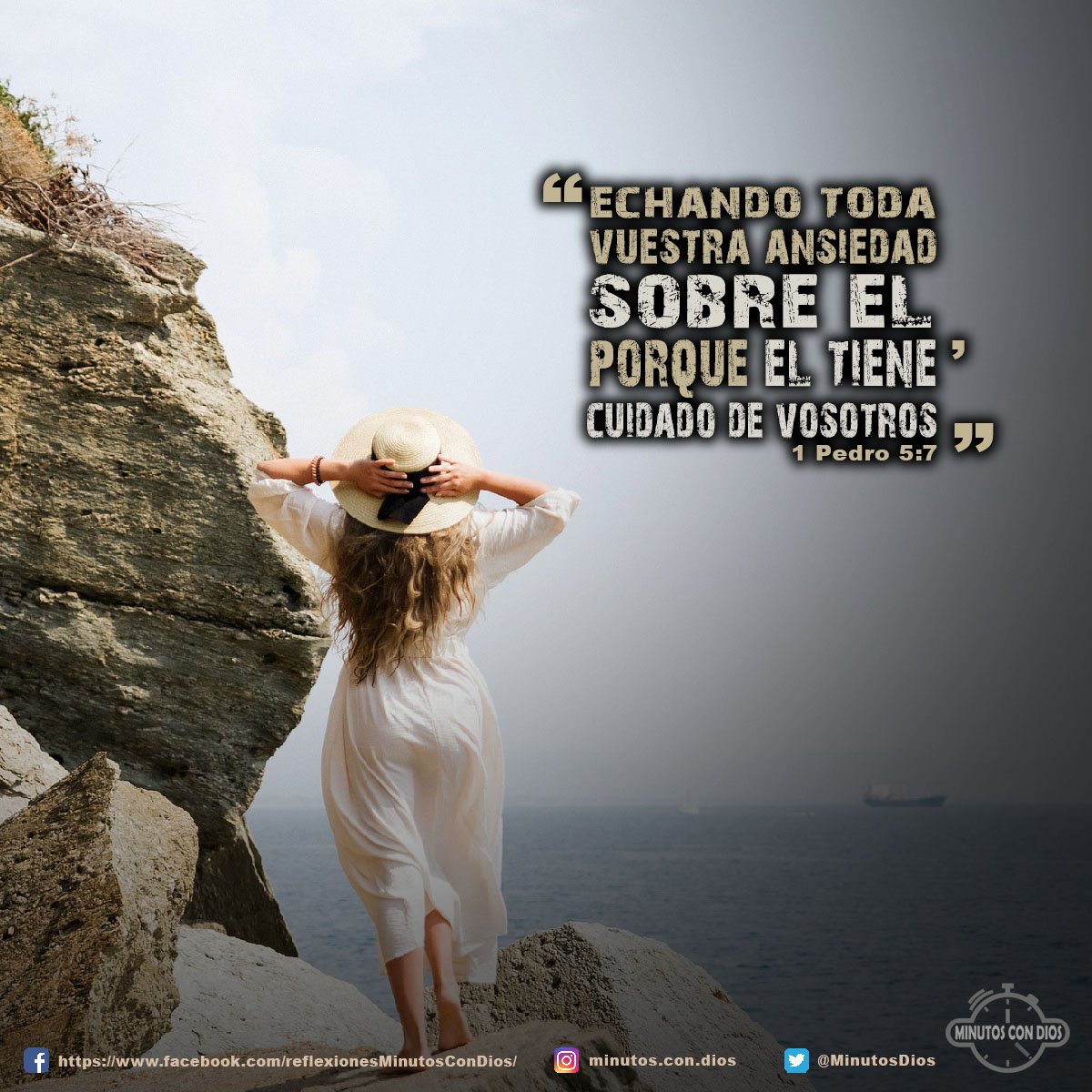 echando toda vuestra ansiedad sobre él, porque él tiene cuidado de vosotros. 1 Pedro 5:7 RVR1960 #EchandoLaAnsiedadSobreDios, #DiosTieneCuidadoDeNosotros, #MinutosConDios, #ReflexionesDiarias