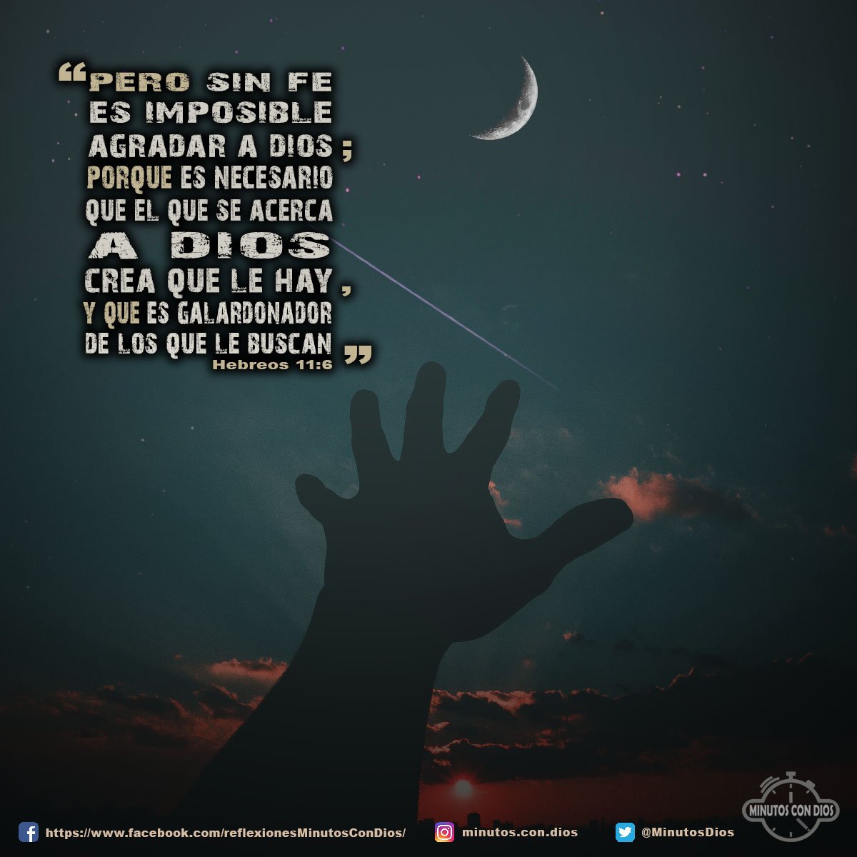 Pero sin fe es imposible agradar a Dios; porque es necesario que el que se acerca a Dios crea que le hay, y que es galardonador de los que le buscan. Hebreos 11:6 RVR1960 #SinFeEsImposibleAgradarADios, #CristianosSinPoder, #MinutosConDios, #ReflexionesDiarias