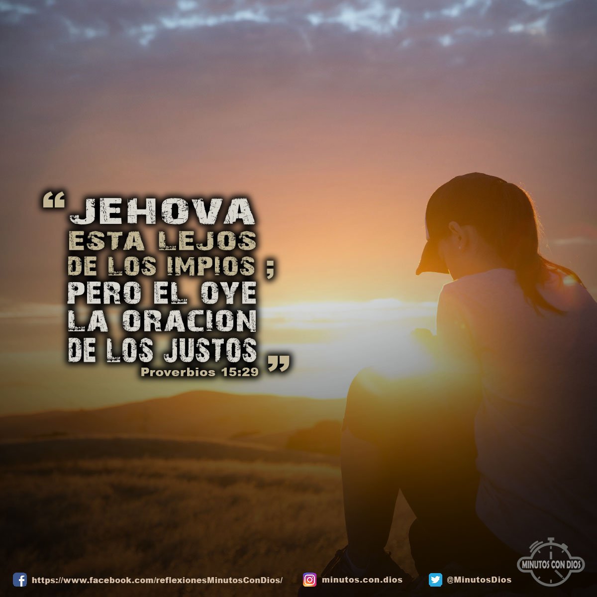 Jehová está lejos de los impíos; pero él oye la oración de los justos. Proverbios 15:29 RVR1960 #DiosOyeALosJustos, #DiosEstaLejosDeLosImpios, #MinutosConDios, #ReflexionesDiarias
