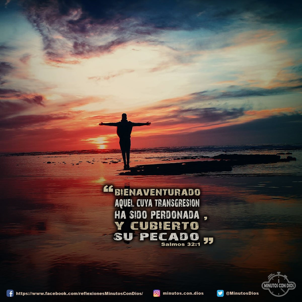 Bienaventurado aquel cuya transgresión ha sido perdonada, y cubierto su pecado. Salmos 32:1 RVR1960 #BienaventuradosLosQueRecibenPerdon, #PecadoPerdonado, #MinutosConDios, #ReflexionesDiarias
