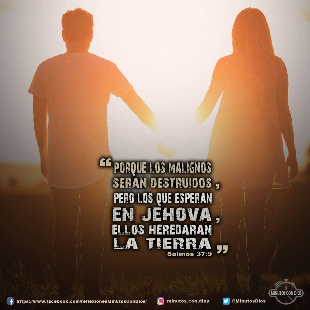 Porque los malignos serán destruidos, pero los que esperan en Jehová, ellos heredarán la tierra. Salmos 37:9 RVR1960 #LosQueEsperanEnDios, #PagoDeLosMalignos, #MinutosConDios, #ReflexionesDiarias