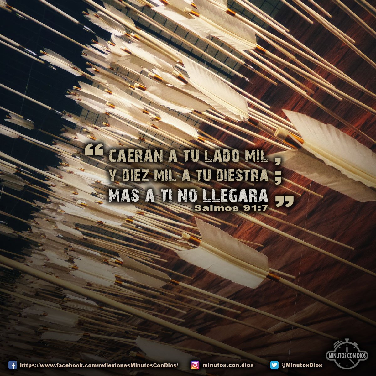 Caerán a tu lado mil, y diez mil a tu diestra; mas a ti no llegará. Salmos 91:7 RVR1960 #CaeranATuLadoMil, #ATiNoLlegara, #MinutosConDios, #ReflexionesDiarias