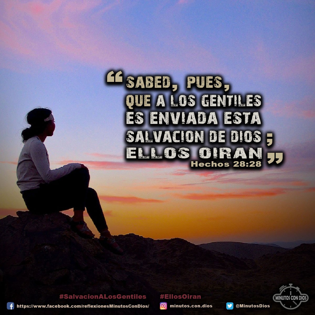 Sabed, pues, que a los gentiles es enviada esta salvación de Dios; y ellos oirán. Hechos 28:28 RVR1960 #SalvacionALosGentiles, #EllosOiran, #MinutosConDios, #ReflexionesDiarias