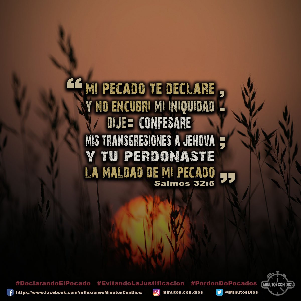 Mi pecado te declaré, y no encubrí mi iniquidad. Dije: Confesaré mis transgresiones a Jehová; y tú perdonaste la maldad de mi pecado. Salmos 32:5 RVR1960 #DeclarandoElPecado, #EvitandoLaJustificacion, #PerdonDePecados, #MinutosConDios, #ReflexionesDiarias