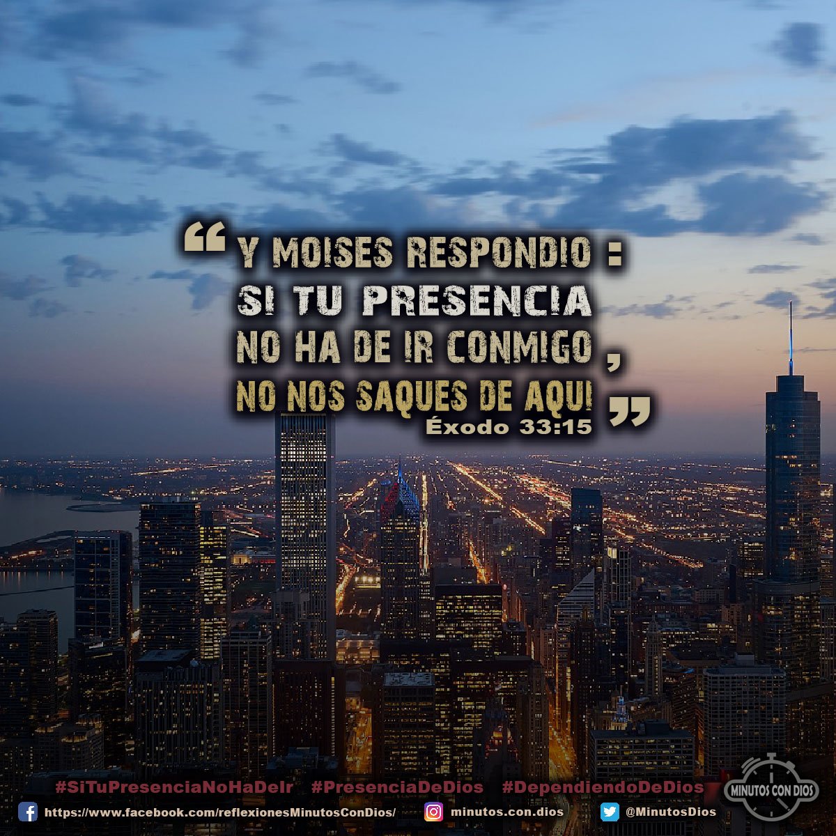 Y Moisés respondió: Si tu presencia no ha de ir conmigo, no nos saques de aquí. Éxodo 33:15 RVR1960 #SiTuPresenciaNoHaDeIr, #PresenciaDeDios, #DependiendoDeDios, #MinutosConDios, #ReflexionesDiarias