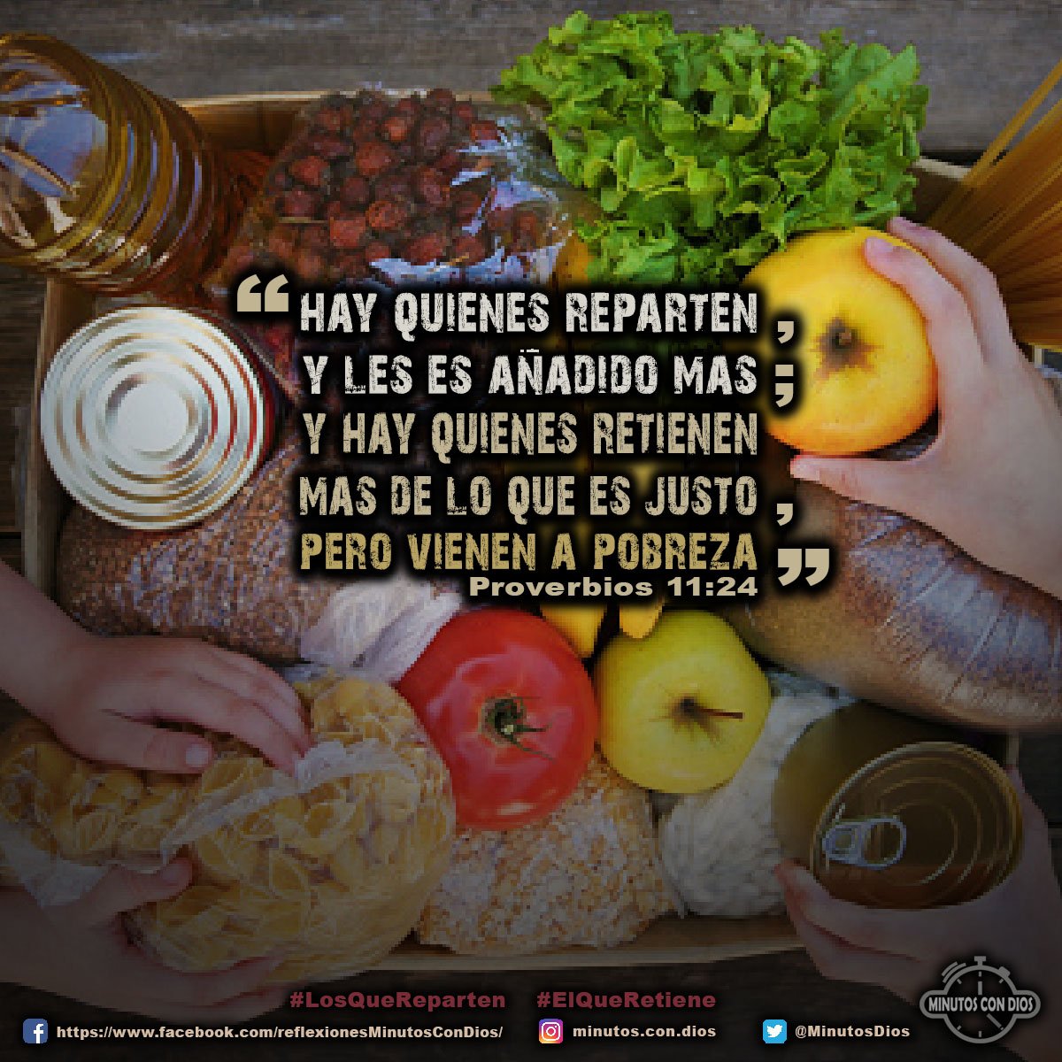 Hay quienes reparten, y les es añadido más; y hay quienes retienen más de lo que es justo, pero vienen a pobreza. Proverbios 11:24 RVR1960 #LosQueReparten, #ElQueRetiene, #MinutosConDios, #ReflexionesDiarias